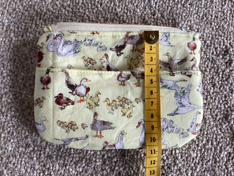 Super Cute Small Lined Zipped Coin/Card Purse/ Wallet Featuring Ducks, Swans & Geese Beautiful Yellow Fabric Handmade Lined Zipped Coin/ Card Purse featuring Super Cute Ducks, Geese & Swans