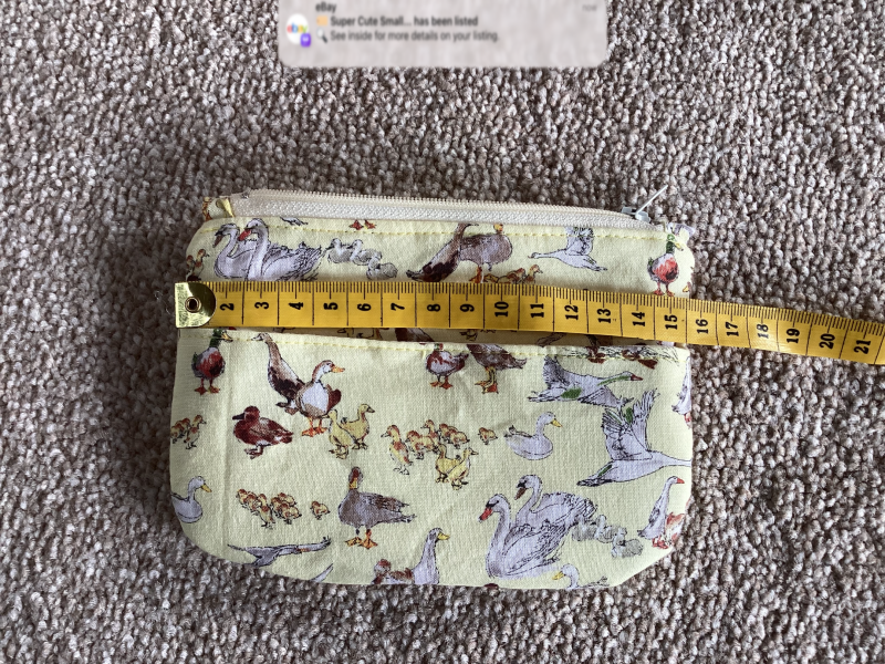 Super Cute Small Lined Zipped Coin/Card Purse/ Wallet Featuring Ducks, Swans & Geese Beautiful Yellow Fabric Handmade Lined Zipped Coin/ Card Purse featuring Super Cute Ducks, Geese & Swans