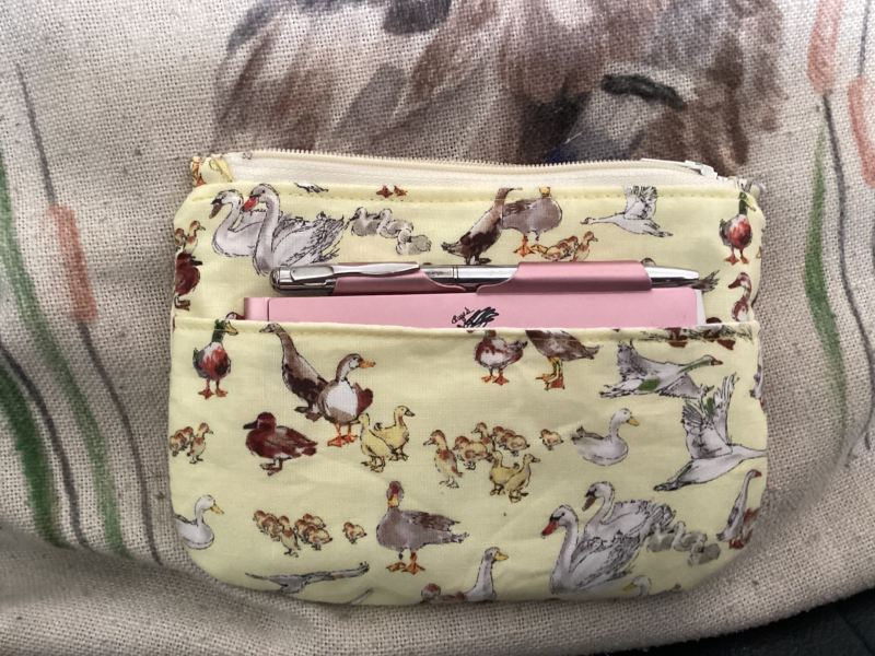 Super Cute Small Lined Zipped Coin/Card Purse/ Wallet Featuring Ducks, Swans & Geese Beautiful Yellow Fabric Handmade Lined Zipped Coin/ Card Purse featuring Super Cute Ducks, Geese & Swans