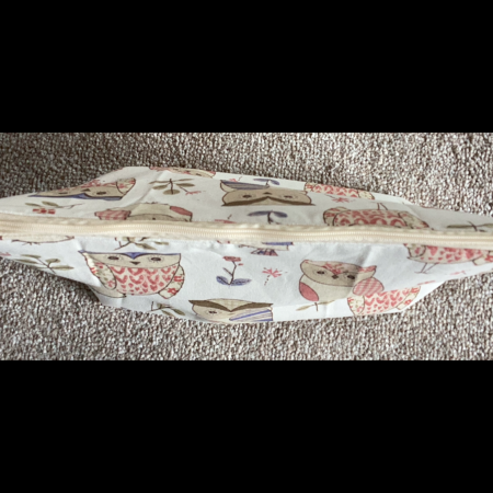 Medium/Large Cream Owl Print Lined, Zipped Beauty Bag, Vanity Bag, Make Up Bag
