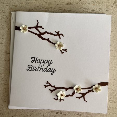 Happy birthday white blossom card