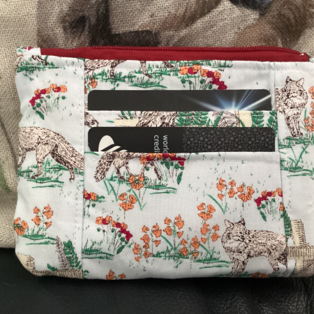 Cute Small Lined Zipped Fox Themed Fabric Coin/Card Purse/Wallet