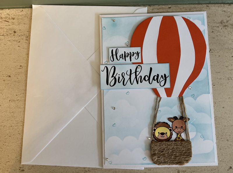Baby balloon birthday card