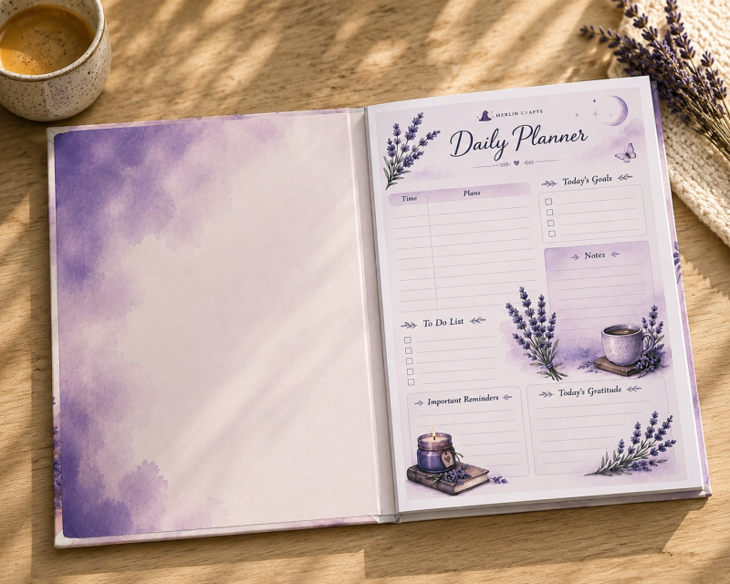 Handmade Lavender Daily Planner – Hardbound or Ring Bound A5 Planner