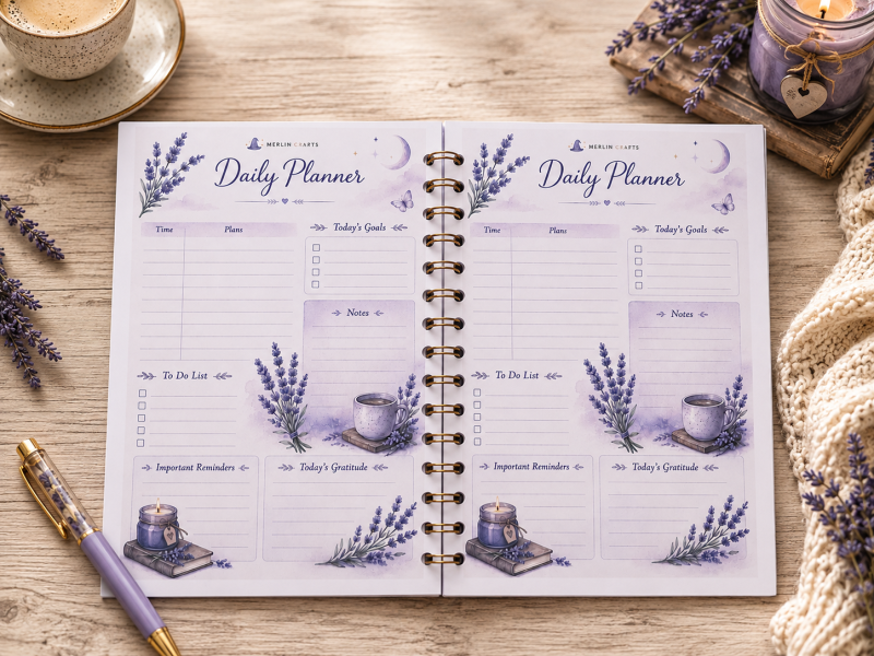 Handmade Lavender Daily Planner – Hardbound or Ring Bound A5 Planner