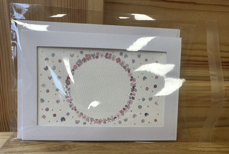 Pink and Purple Confetti Wreath —Hand-Painted Watercolour miniature art and card