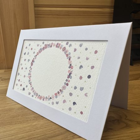 Pink and Purple Confetti Wreath —Hand-Painted Watercolour miniature art and card
