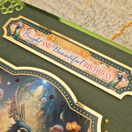 Handmade Peacock Birthday Card – Green & Gold