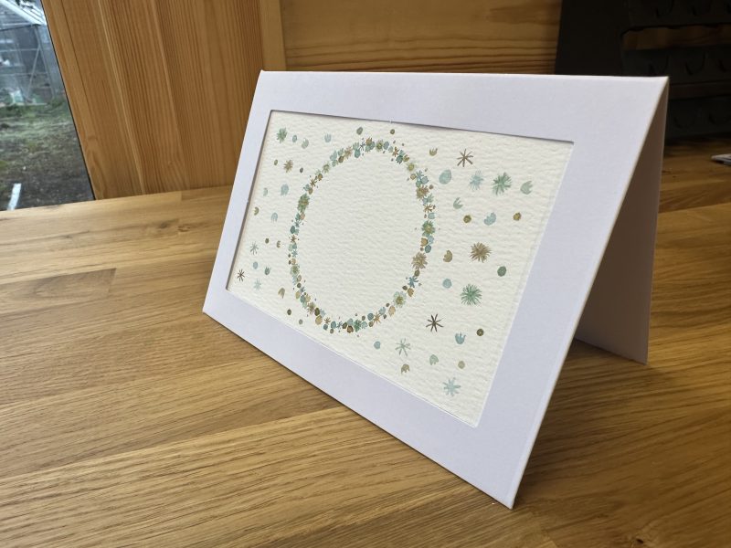 Jungle themed Confetti Wreath —Hand-Painted Watercolour miniature art and card