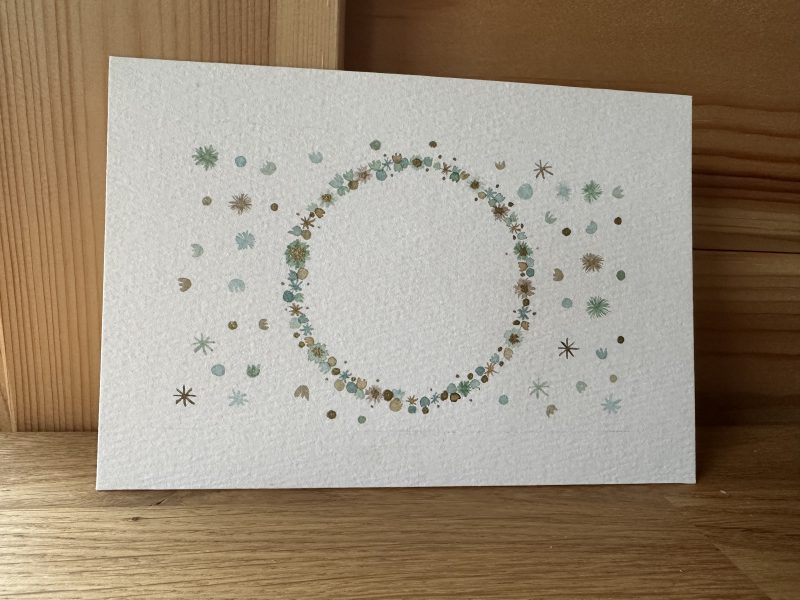Jungle themed Confetti Wreath —Hand-Painted Watercolour miniature art and card