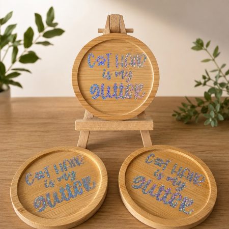 Cat Hair Is My Glitter Bamboo Trinket Dish Cat Lover Gift 7.5cm