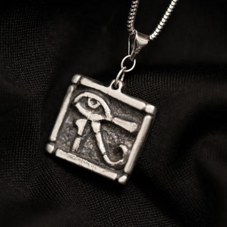 Handmade Sterling Silver Eye of Horus Pendant, Udjat Egyptian Protection Amulet UK Hallmark