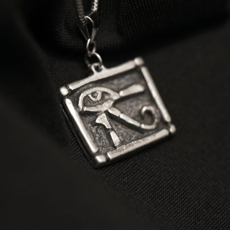 Handmade Sterling Silver Eye of Horus Pendant, Udjat Egyptian Protection Amulet UK Hallmark