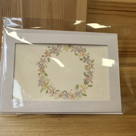 Gilded meadow- themed floral wreath - Hand-Painted Watercolour miniature art and card