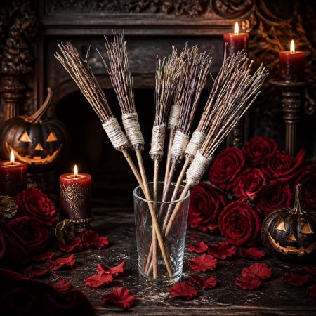 Handmade Mini Willow Broom – 30cm Halloween Decoration 🎃