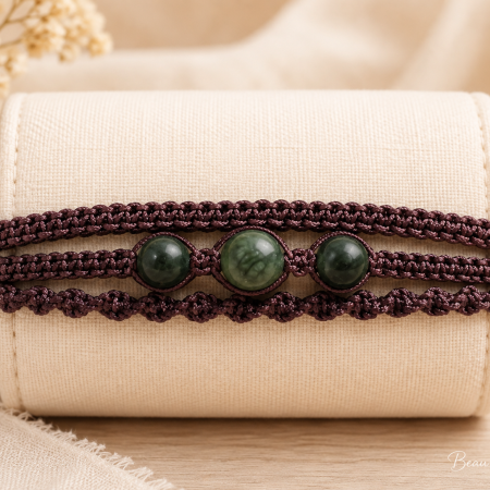 Jade Adjustable Macramé Bracelet – Harmony • Good Fortune • Balance