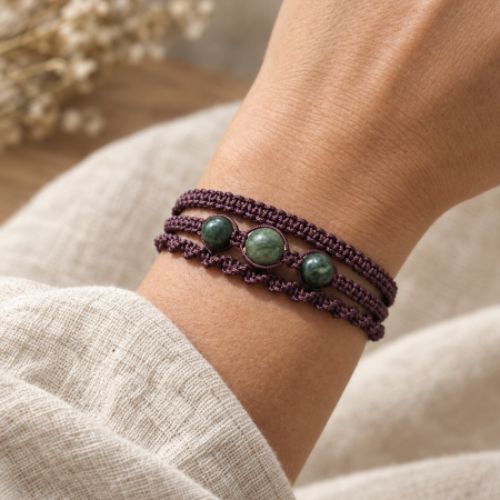 Jade Adjustable Macramé Bracelet – Harmony • Good Fortune • Balance