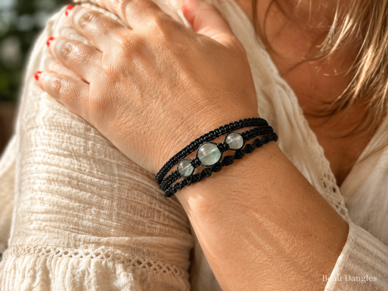 Fluorite Adjustable Macramé Bracelet – Focus • Clarity • Balance