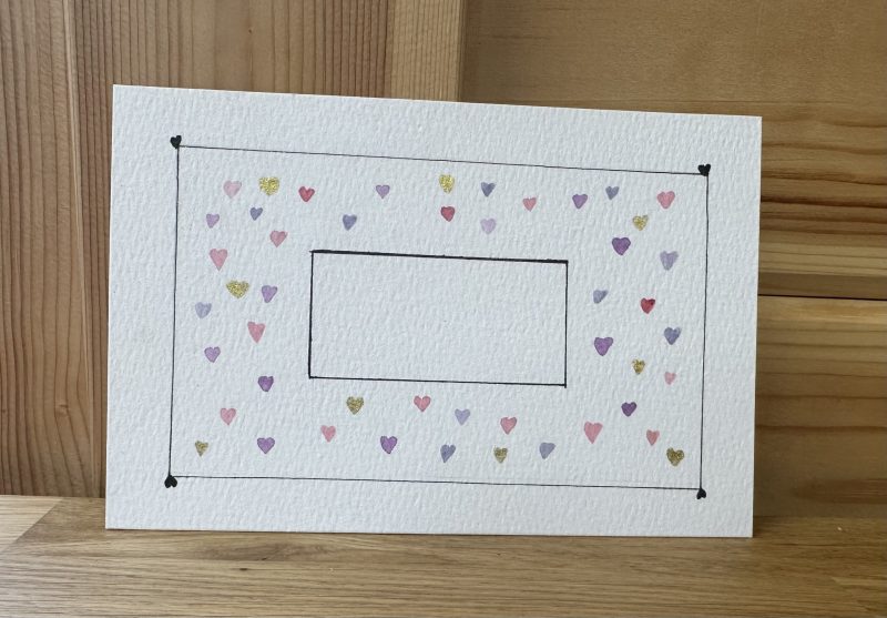 Imperfect Tiny Heart Postcard Design - | Hand-Painted Watercolour