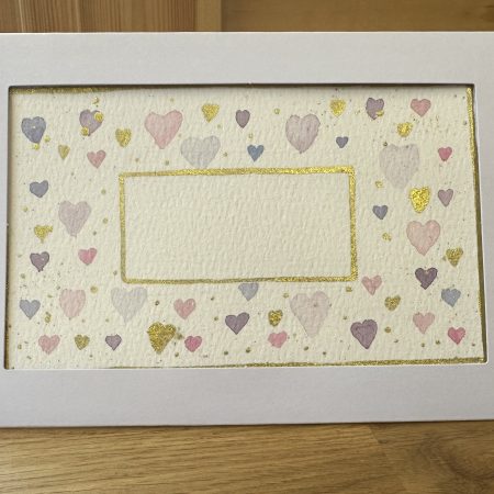Pink and Purple Heart Postcard Design | Hand-Painted Watercolour