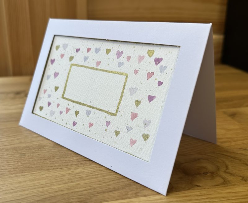Pink and Purple Heart Postcard Design | Hand-Painted Watercolour