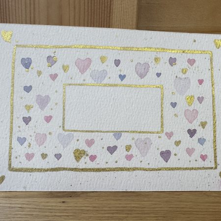 Pink and Purple Heart Postcard Design | Hand-Painted Watercolour