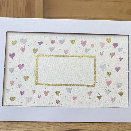 Small Pink and Purple Heart Postcard Design | Hand-Painted Watercolour