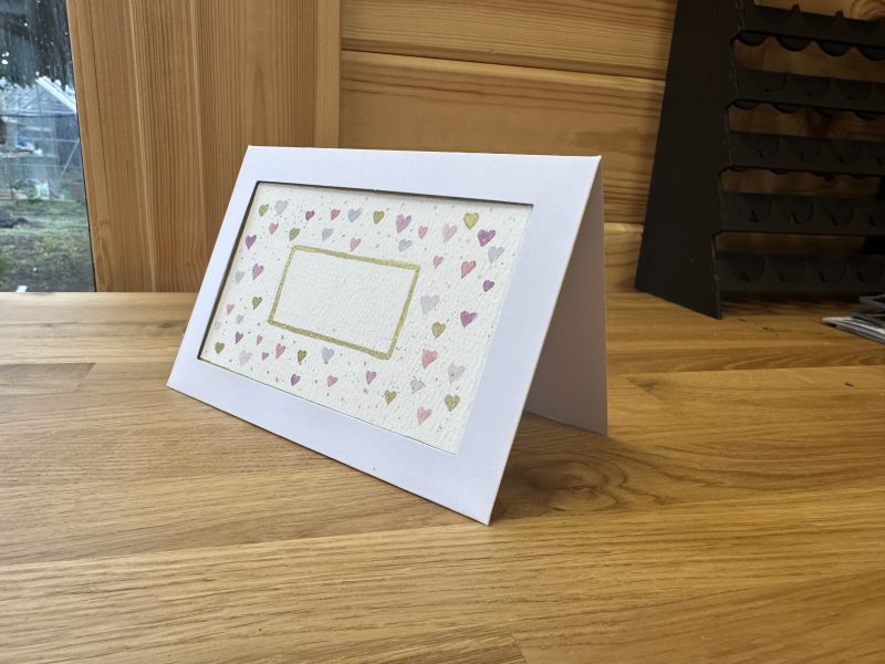 Small Pink and Purple Heart Postcard Design | Hand-Painted Watercolour
