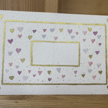 Small Pink and Purple Heart Postcard Design | Hand-Painted Watercolour