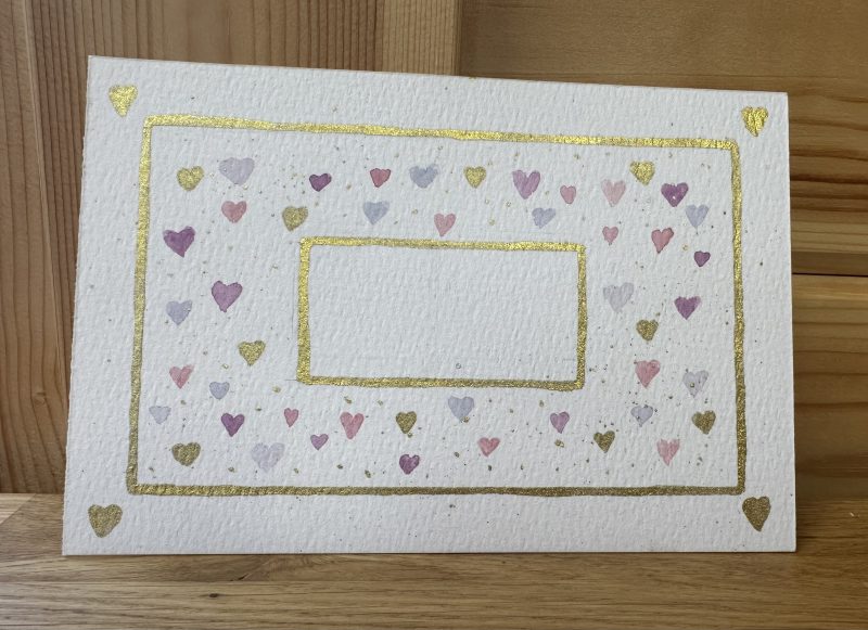 Small Pink and Purple Heart Postcard Design | Hand-Painted Watercolour