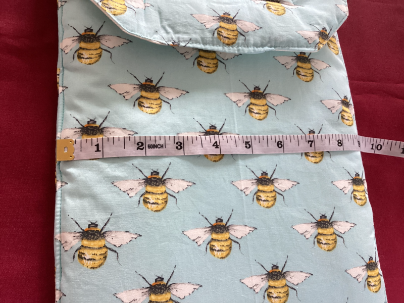 Lovely Padded Laptop/Ipad Cover/Pouch Baby Blue Fabric with Yellow Black & White Cute Bees