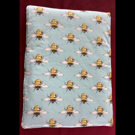 Lovely Padded Laptop/Ipad Cover/Pouch Baby Blue Fabric with Yellow Black & White Cute Bees