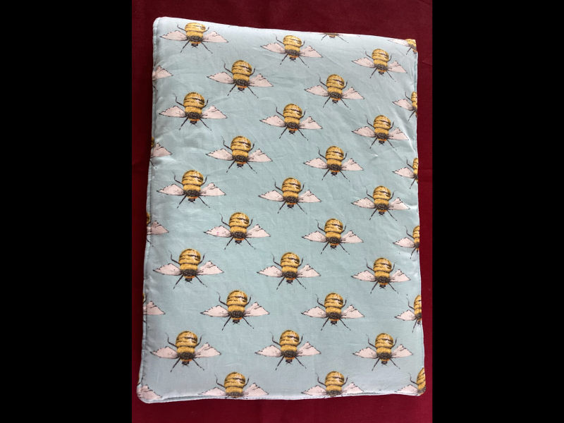 Lovely Padded Laptop/Ipad Cover/Pouch Baby Blue Fabric with Yellow Black & White Cute Bees