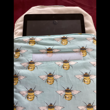 Lovely Padded Laptop/Ipad Cover/Pouch Baby Blue Fabric with Yellow Black & White Cute Bees