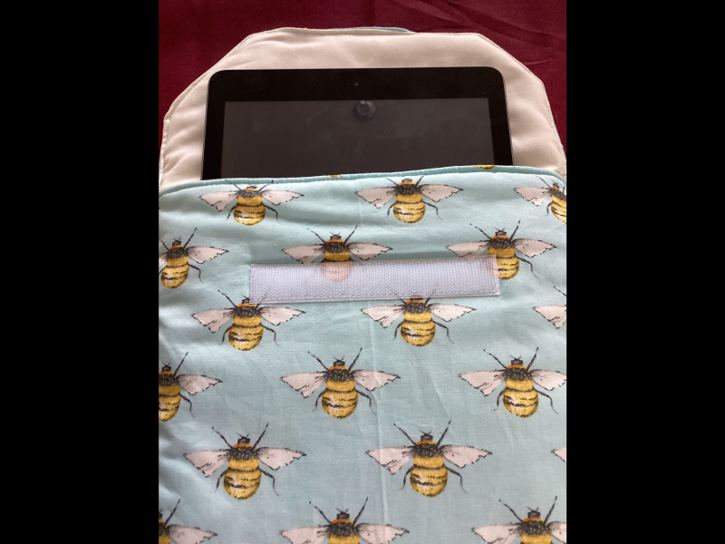 Lovely Padded Laptop/Ipad Cover/Pouch Baby Blue Fabric with Yellow Black & White Cute Bees