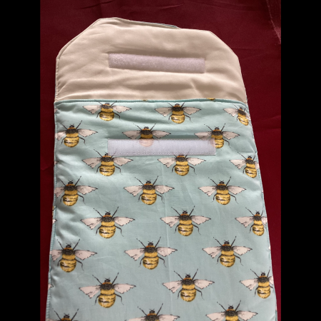Lovely Padded Laptop/Ipad Cover/Pouch Baby Blue Fabric with Yellow Black & White Cute Bees