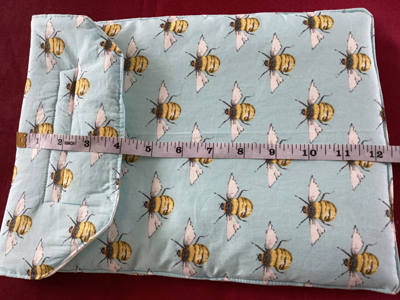 Lovely Padded Laptop/Ipad Cover/Pouch Baby Blue Fabric with Yellow Black & White Cute Bees