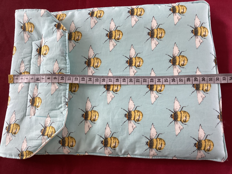 Lovely Padded Laptop/Ipad Cover/Pouch Baby Blue Fabric with Yellow Black & White Cute Bees