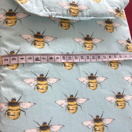 Lovely Padded Laptop/Ipad Cover/Pouch Baby Blue Fabric with Yellow Black & White Cute Bees