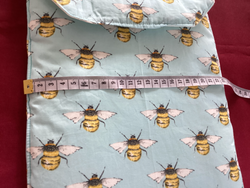 Lovely Padded Laptop/Ipad Cover/Pouch Baby Blue Fabric with Yellow Black & White Cute Bees