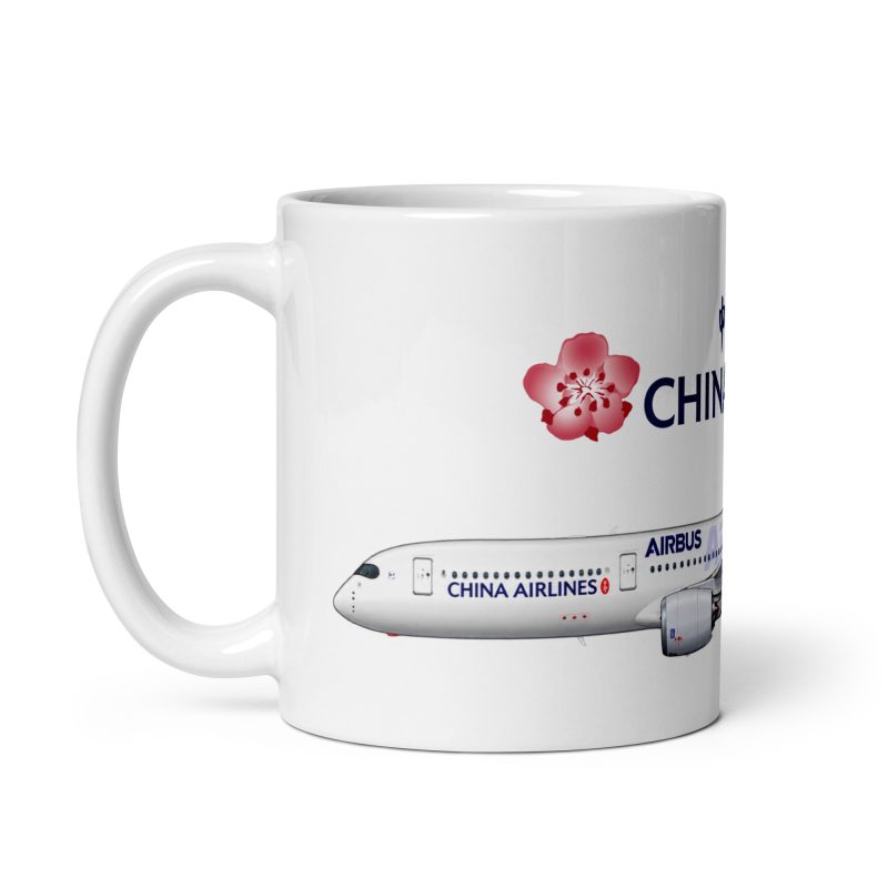 China Airlines A350 11oz White Ceramic Aviation Mug