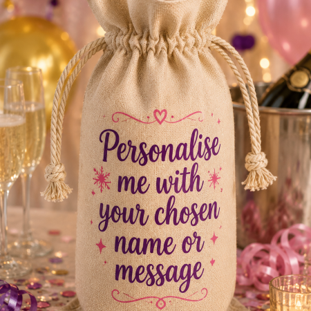 Wine Bottle Gift Bag. Personalise With Your Choice Of Name Or Message. A Fantastic Way To Present Something Bubbly .
