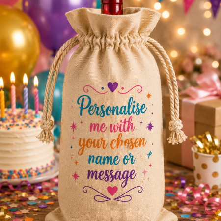 Wine Bottle Gift Bag. Personalise With Your Choice Of Name Or Message. A Fantastic Way To Present Something Bubbly .