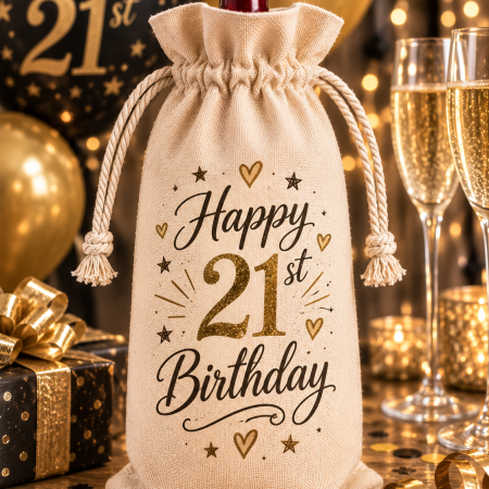 Wine Bottle Gift Bag. Personalise With Your Choice Of Name Or Message. A Fantastic Way To Present Something Bubbly .