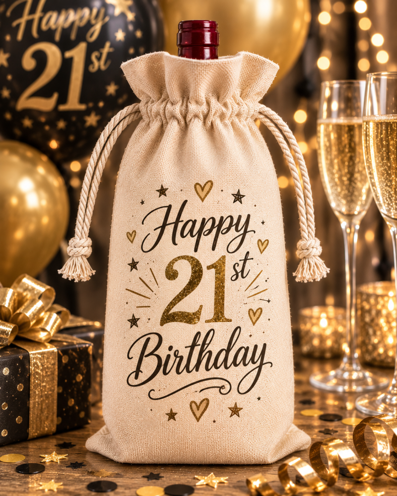 Wine Bottle Gift Bag. Personalise With Your Choice Of Name Or Message. A Fantastic Way To Present Something Bubbly .