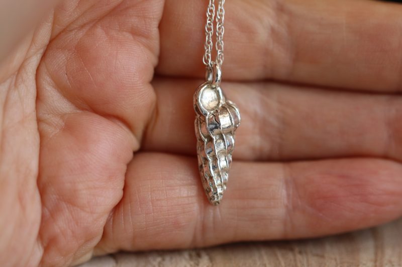 Handmade Hallmarked Sterling Silver Wentletrap Shell Pendant and Chain