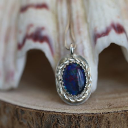 Handmade Hallmarked Sterling Silver Australian Opal Triplet Pendant and Snake Chain