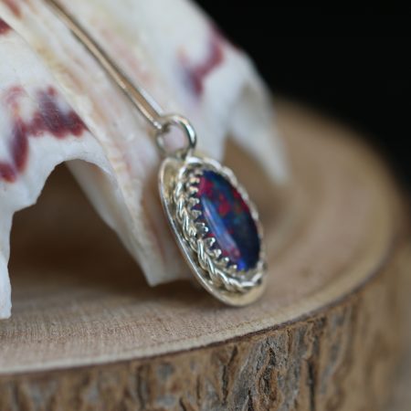 Handmade Hallmarked Sterling Silver Australian Opal Triplet Pendant and Snake Chain