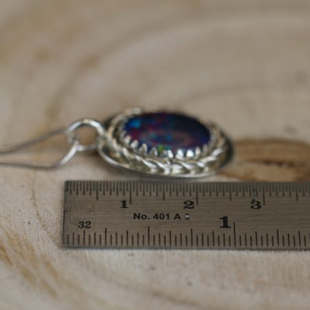 Handmade Hallmarked Sterling Silver Australian Opal Triplet Pendant and Snake Chain