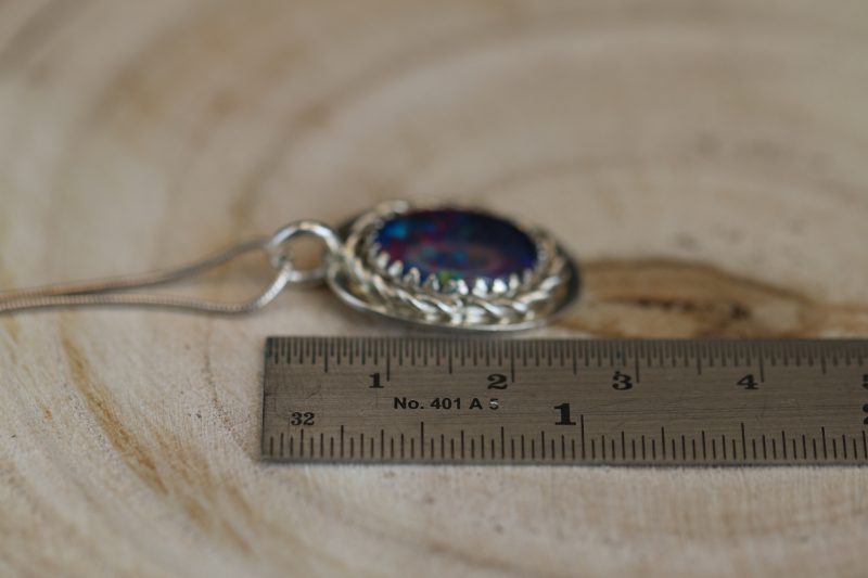 Handmade Hallmarked Sterling Silver Australian Opal Triplet Pendant and Snake Chain